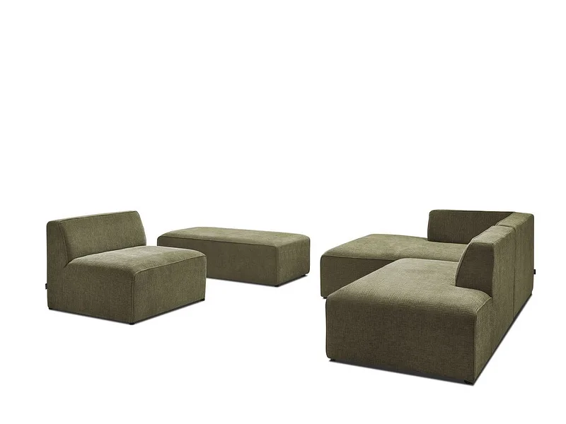 Sofa mit Hocker BOBOCHIC MEGEVE Stoff mit Textur grün