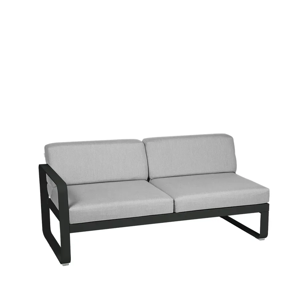 Fermob Bellevie Left modulsoffa 2-sits Liquorice (svart), flannel grey dyna