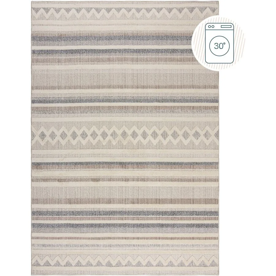 Teppich Wronk natur Streifen Mischgewebe 78 x 150 cm
