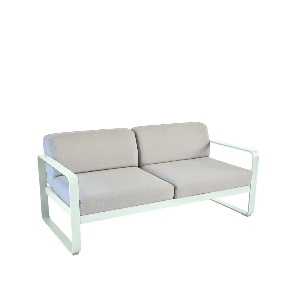 Fermob Bellevie 2-sits soffa Ice mint (grön), flannel grey dyna