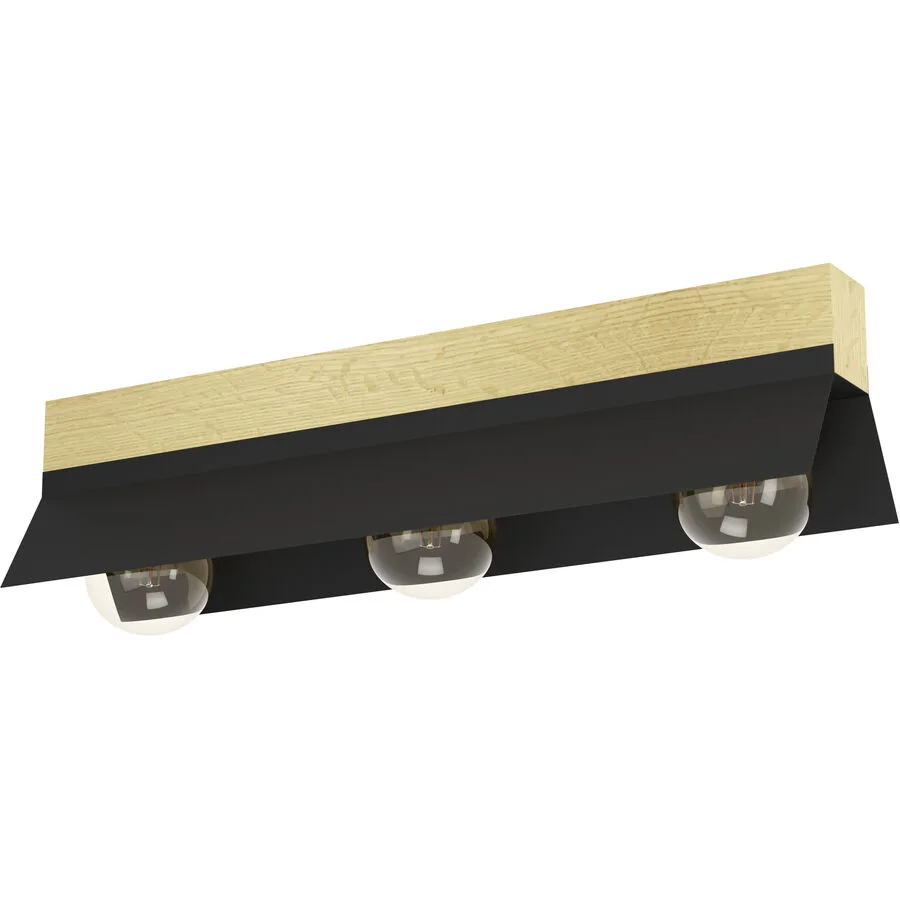 Eglo Deckenlampe Tarrafo Braun/Schwarz Stahl/Holz 15 cm 15.5 cm - Material: Holz/Stahl