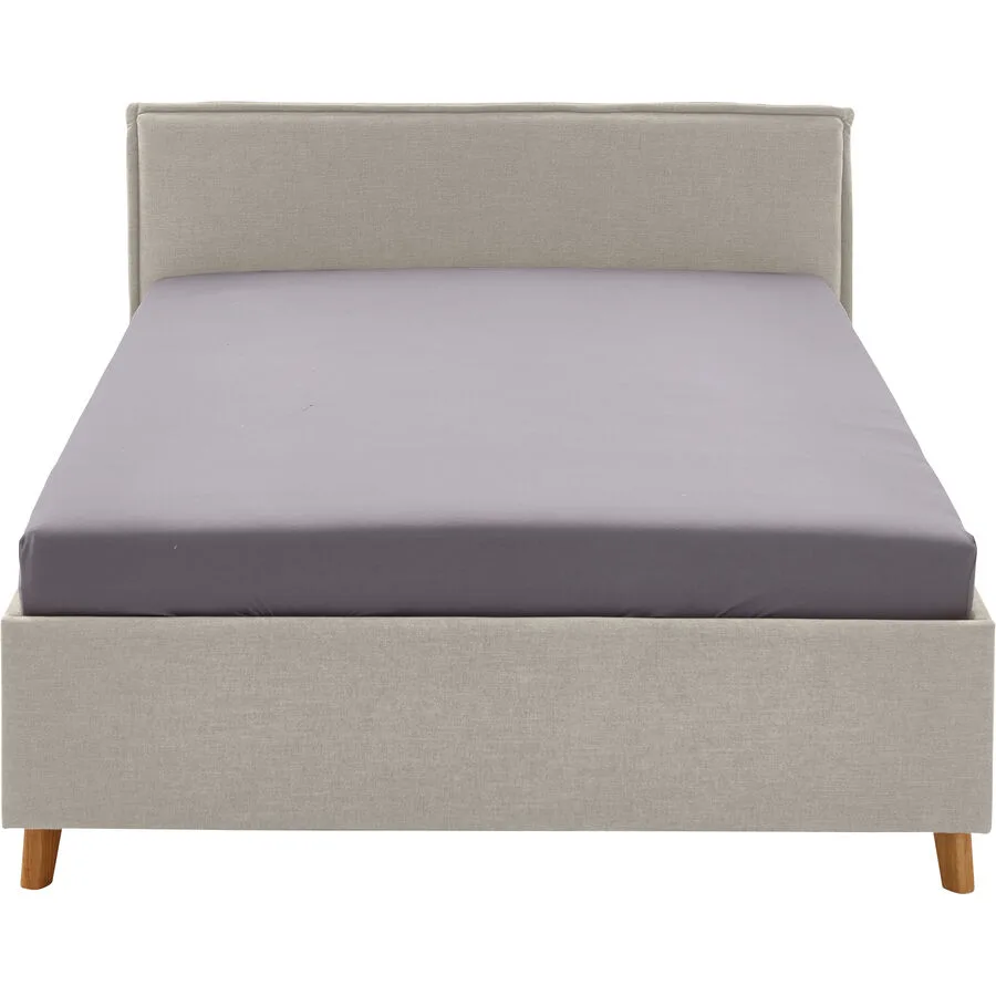 Kinderbett Falia beige Stoff, Holz 140 x 200 cm