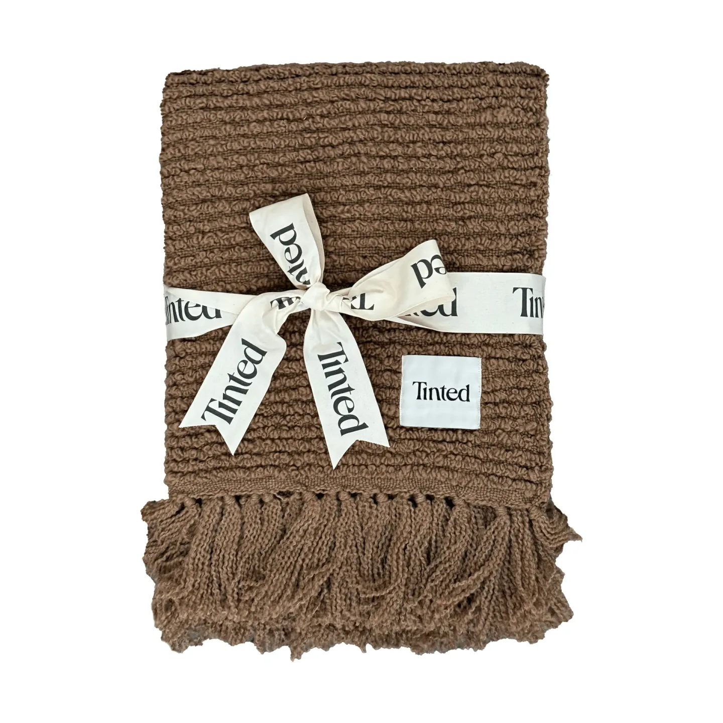 Tinted Janzen Bouclé-Plaid Solid natural brown, 130x170 cm