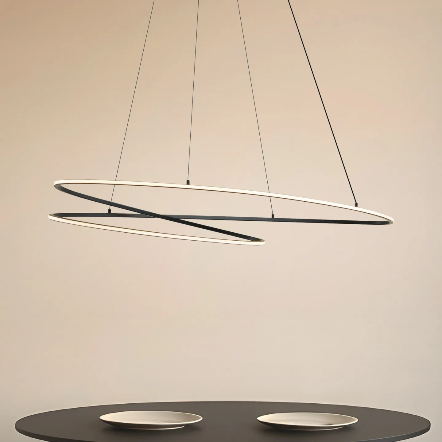 Gavril LED-Hängeleuchte, schwarz, dimmbar, 100 cm - Lucande - Wohnzimmer - Modern - Metall - Mehrflammig