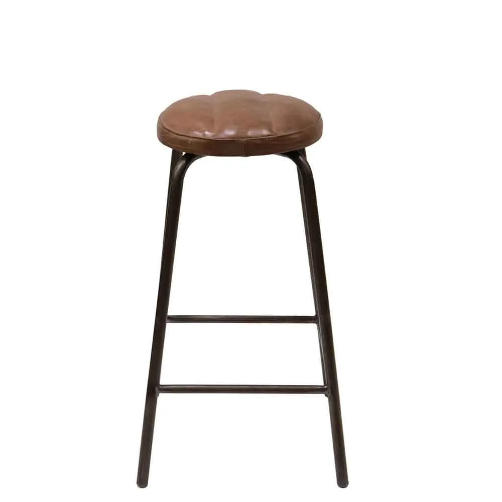 Barstol Brooklyn rund sits lädersäte Trademark Living