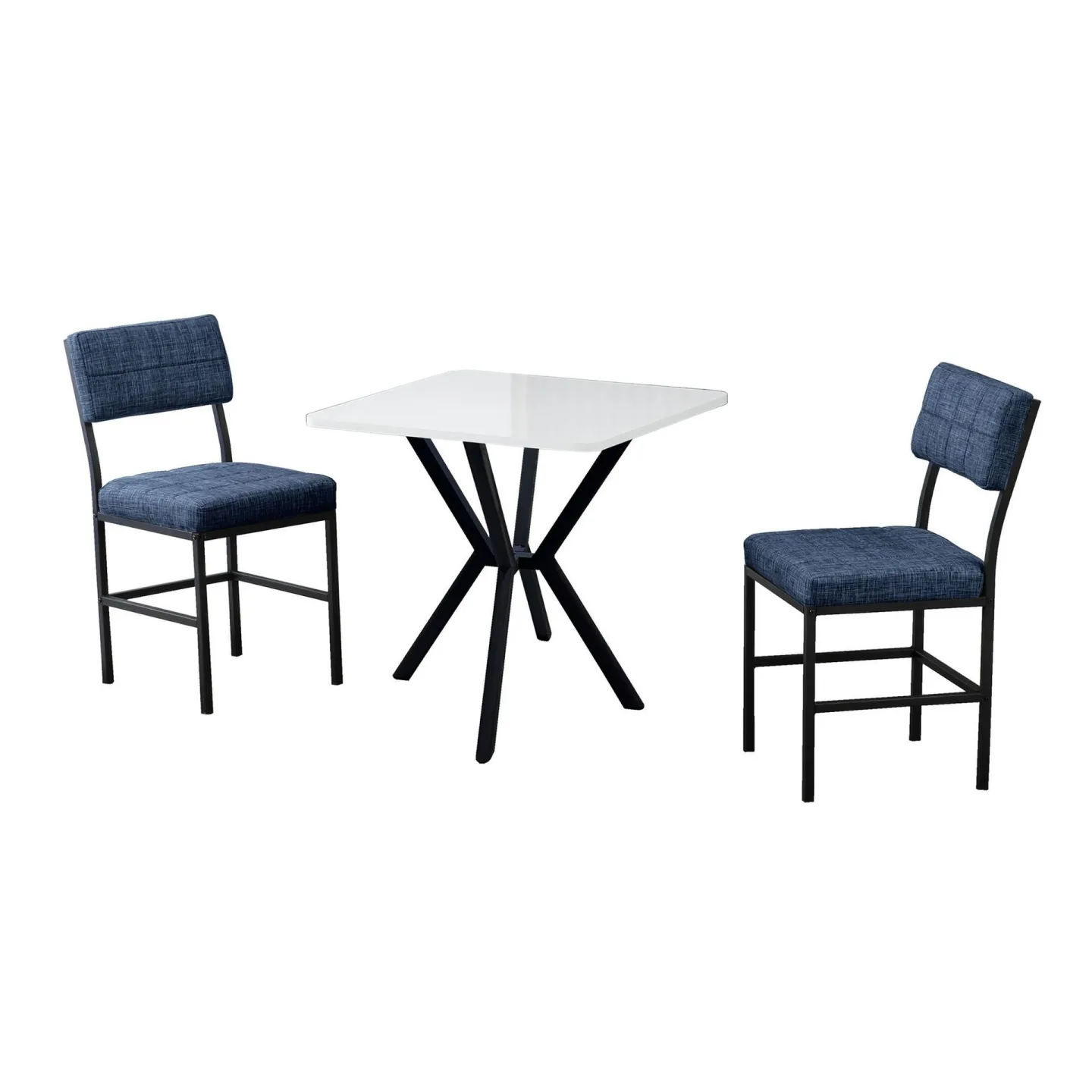 Stedum Matgrupp Bord 70 cm + 2 Stolar - Marinblå Och Vit