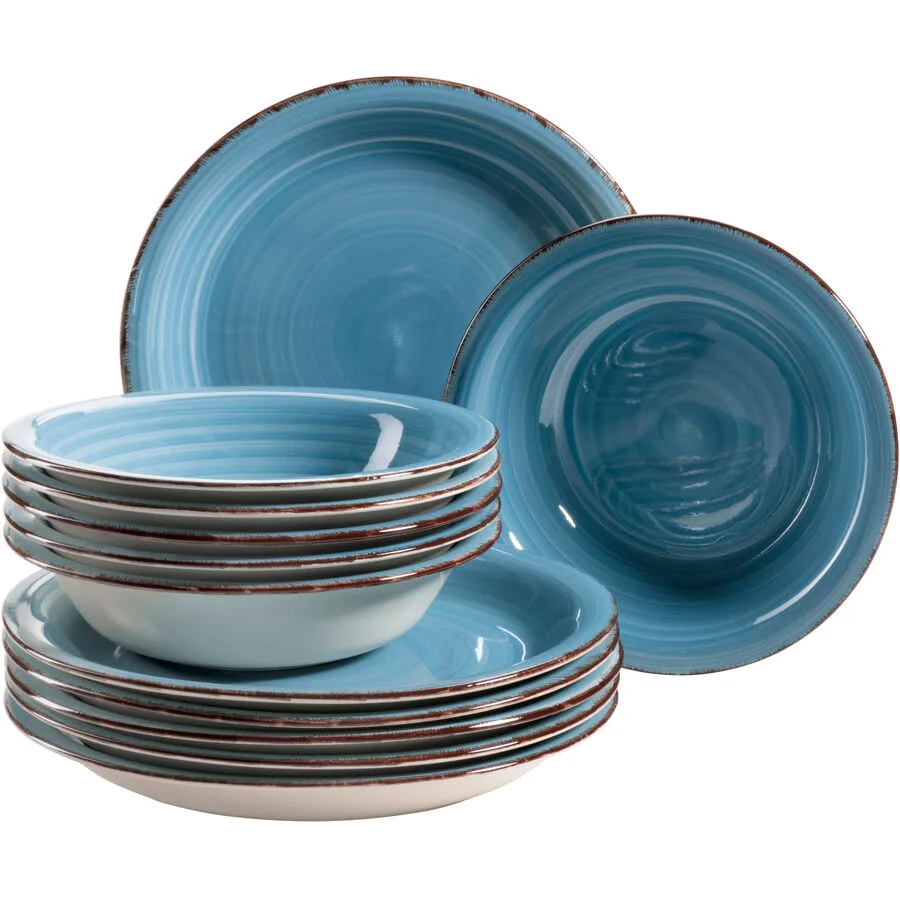 MÄSER Teller-Set Lumaca Dunkelblau Steingut 12 Stk