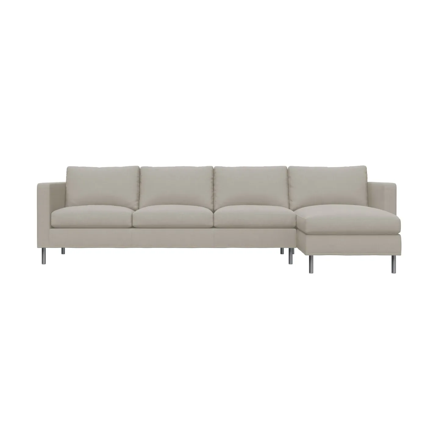 Fogia Alex 3-sitzige Sofa Chaise Lounge rechts Stoff Hiro Sand-aluminiumbein