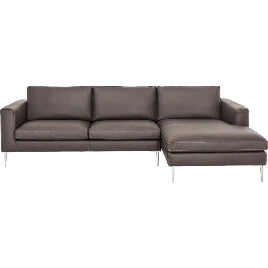 Massimo Divani Ecksofa Lorenzo Rechts Leder dunkelbraun B 275 T 165 cm