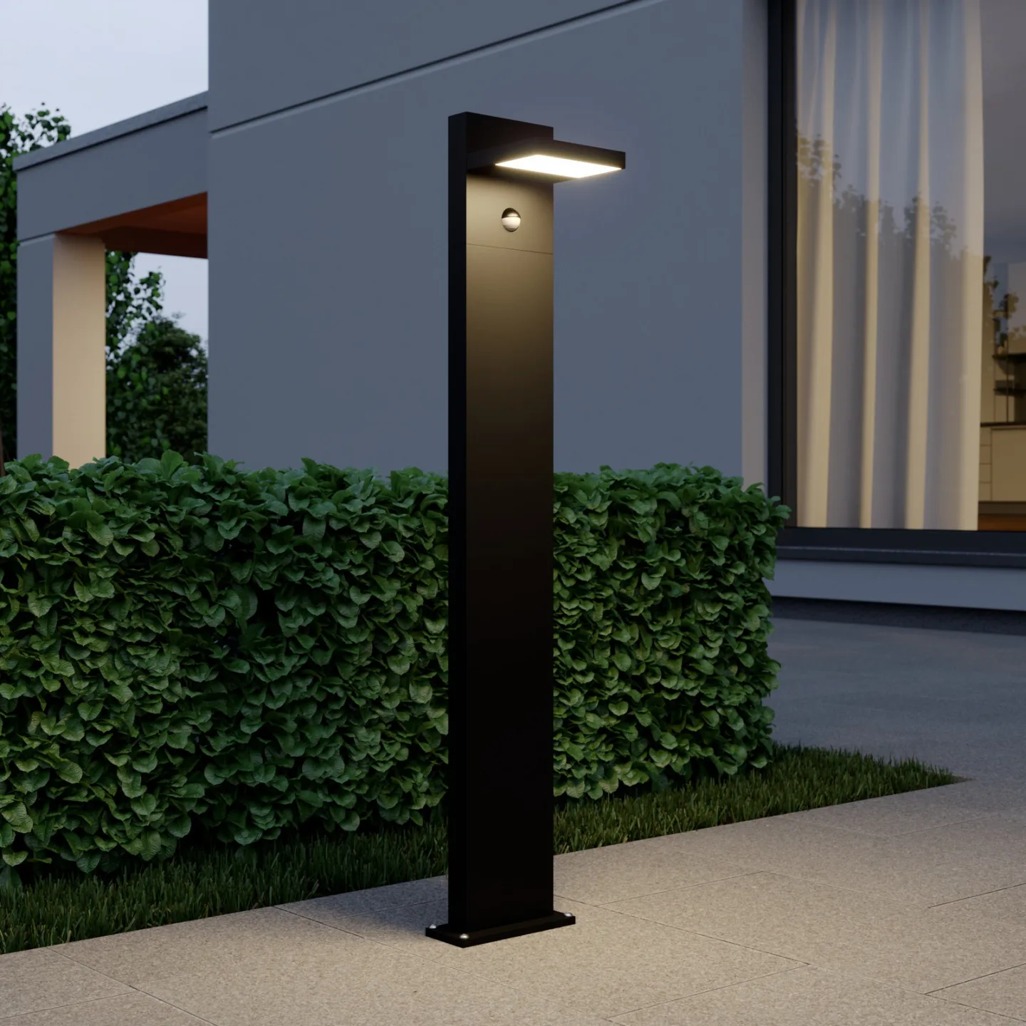 Silvan LED Gartenleuchte H100 w/Sensor Graphite - Lucande - Terrasse - Modern - Aluminium - Einflammig