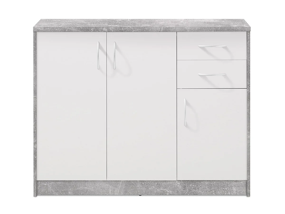 Kommode mit 2 Schubladen Betonoptik - weiß 109 cm - OPTIMUS