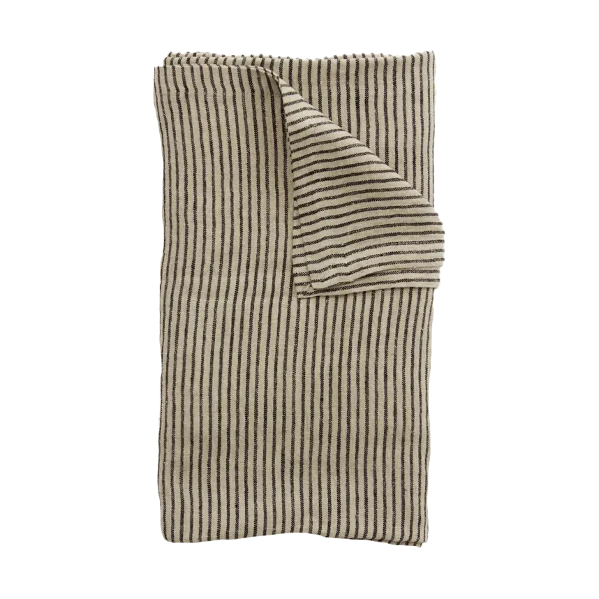 Olsson & Jensen Stripe Leinentischdecke 150x300 cm Schwarz-Sand