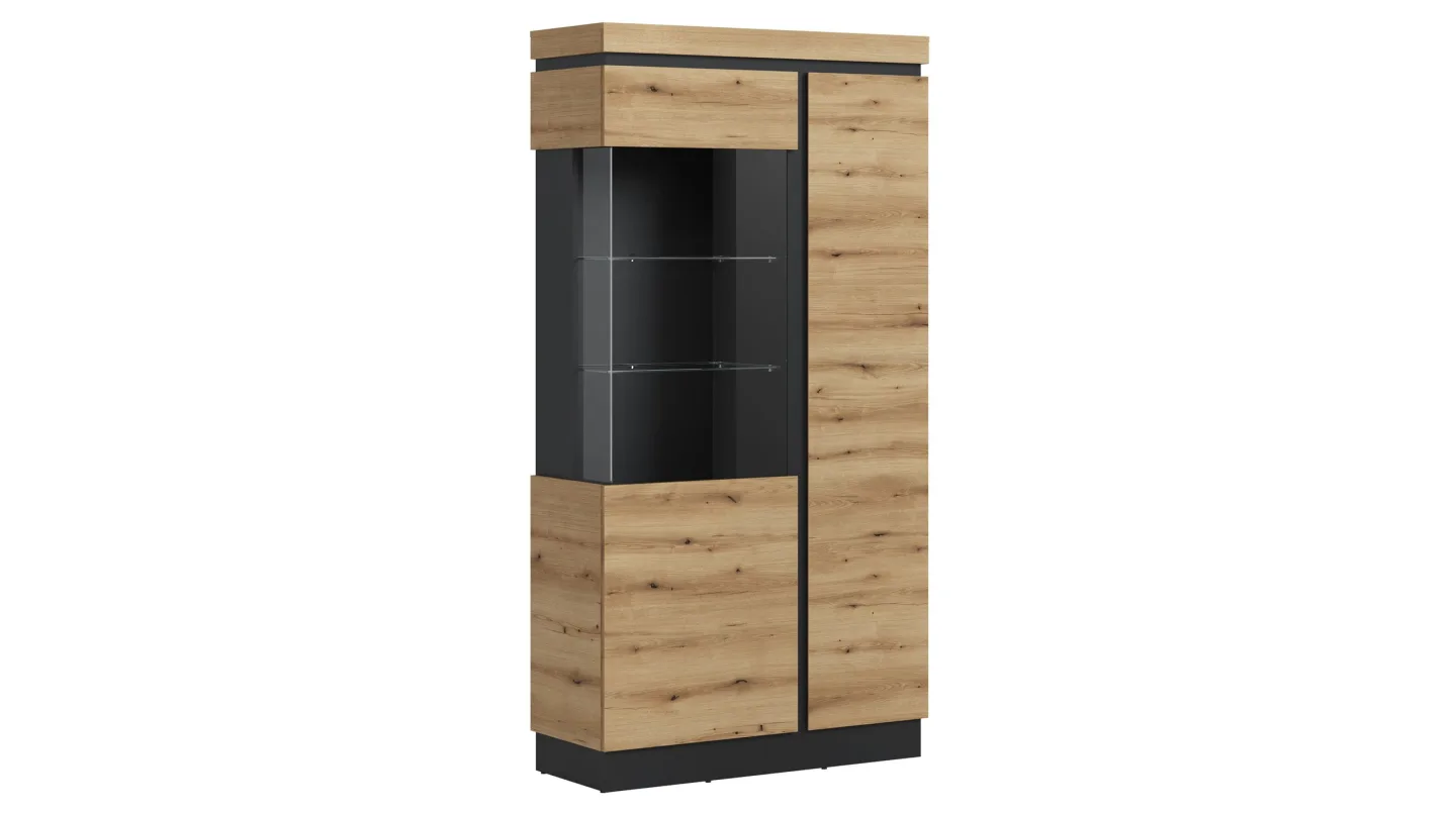 Vitrine mit Glastür Coast Evoke Eiche - grau Breite 104 cm - CORTE
