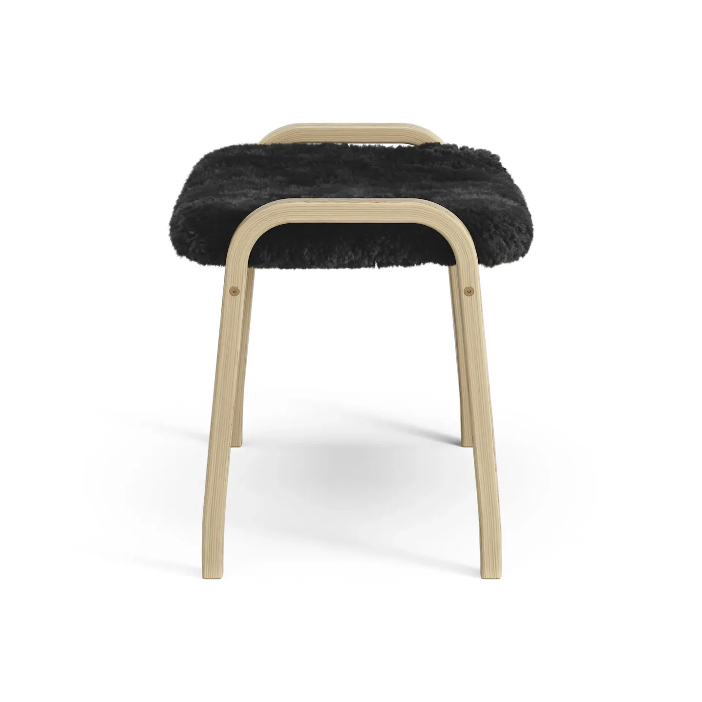 Swedese Lamini Fußhocker für Kinder lackierte Eiche/Schaffell Black (schwarz)