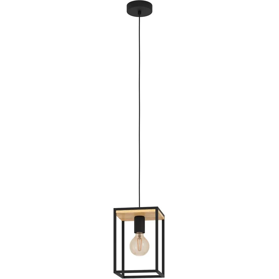 Eglo Pendellampe Libertad Braun/Schwarz Stahl/Holz 18 cm 18 cm - Material: Holz/Stahl