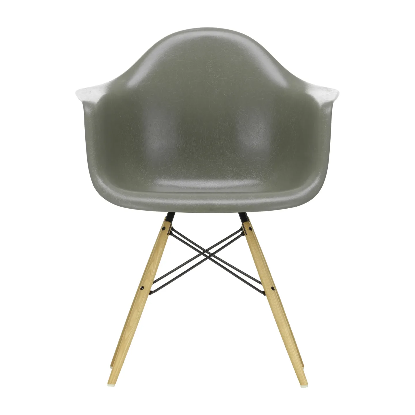 Vitra Eames Fiberglass Armchair DAW karmstol raw umber, askben