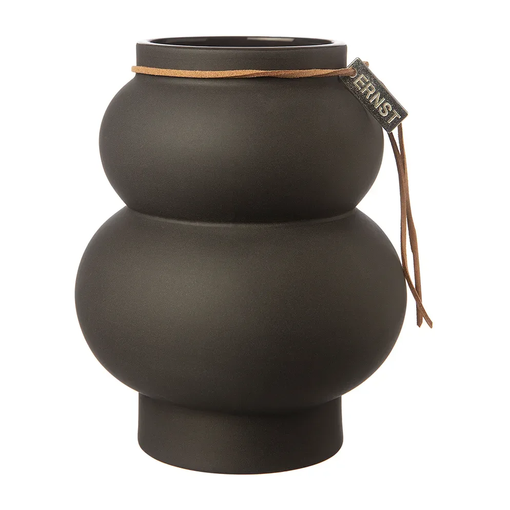 ERNST Ernst Steingutvase gewölbt 21,5cm Dunkelgrau