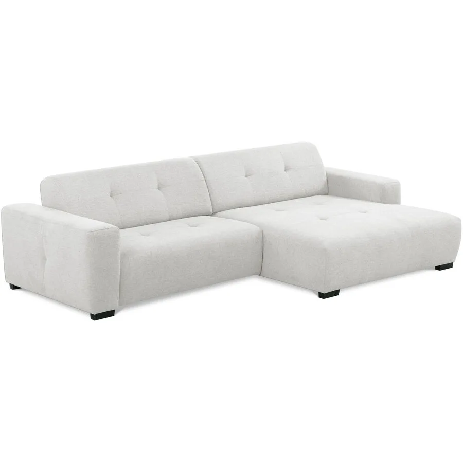 Ecksofa Bondi Beige/Weiss Stoff B 286 T 169 cm - Farbe: Ecru - Material: Moderne Chenille Weboptik