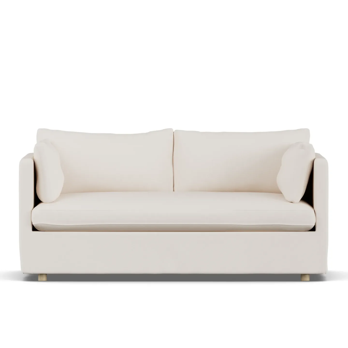 1898 Linnevik Sofa Caleido Beige 9600-Eiche weiß geölt, 2-sitzig, mit Volant