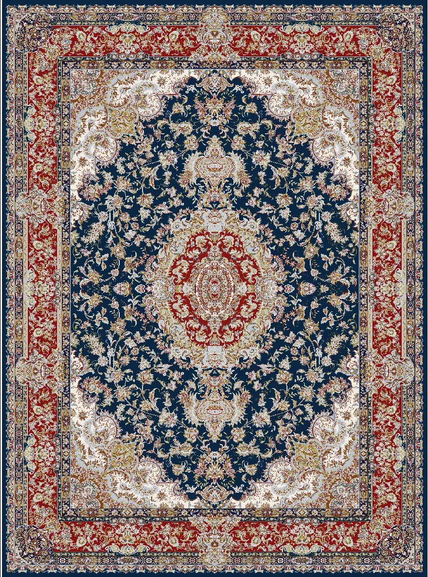 Wilton-teppe - Vakifli (blå/multi) (Størrelse: 200 x 280 cm)