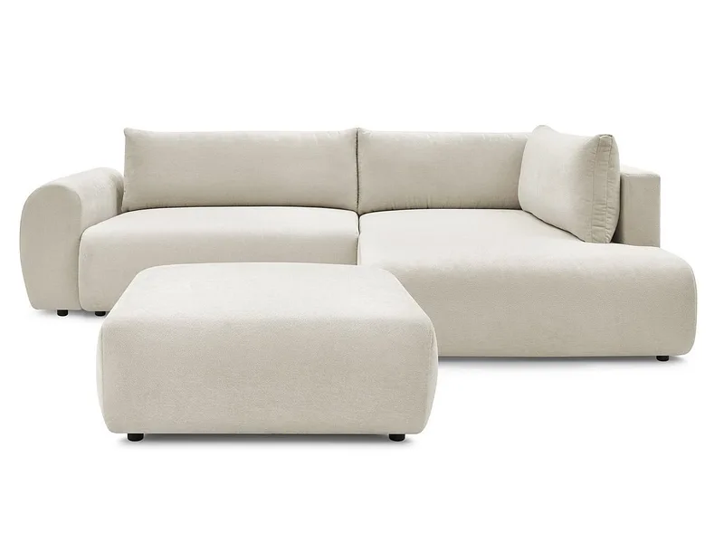 Ecksofa mit Hocker BOBOCHIC LUCIEN Stoff beige