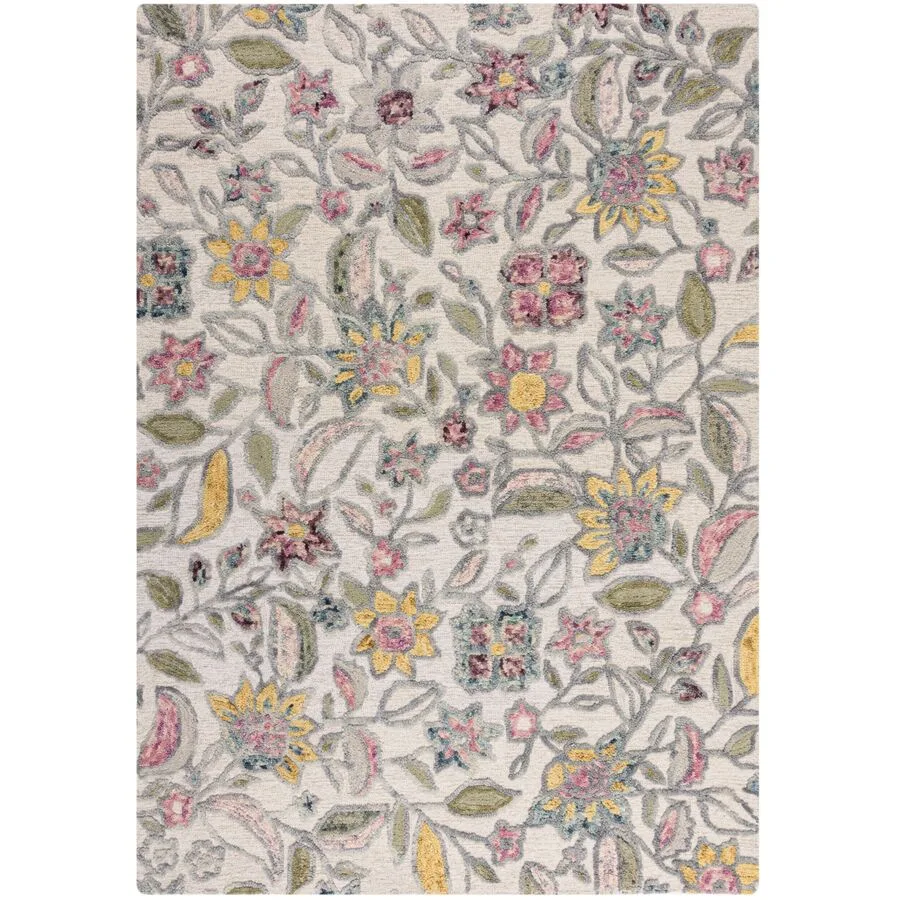 Teppich Sozar natur Blumenmuster Wolle 200 x 290 cm