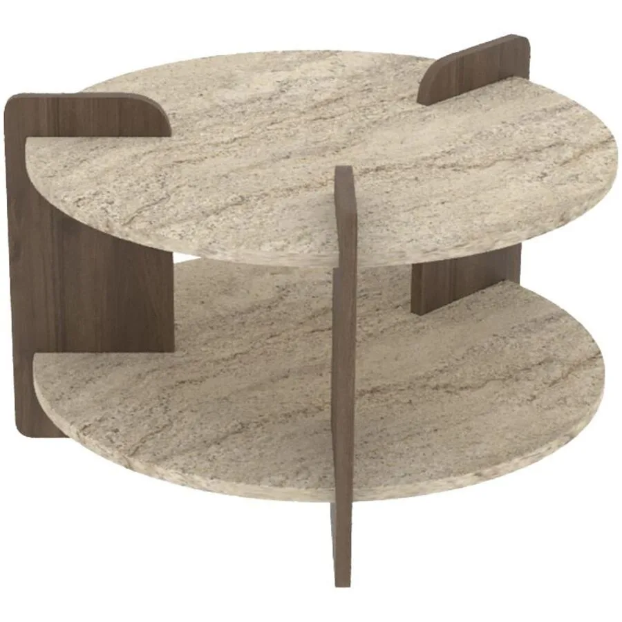 Salontisch Georis Travertin, Nussbaum 100% Melaminbeschichtete Kiefer B 70 T 70 cm