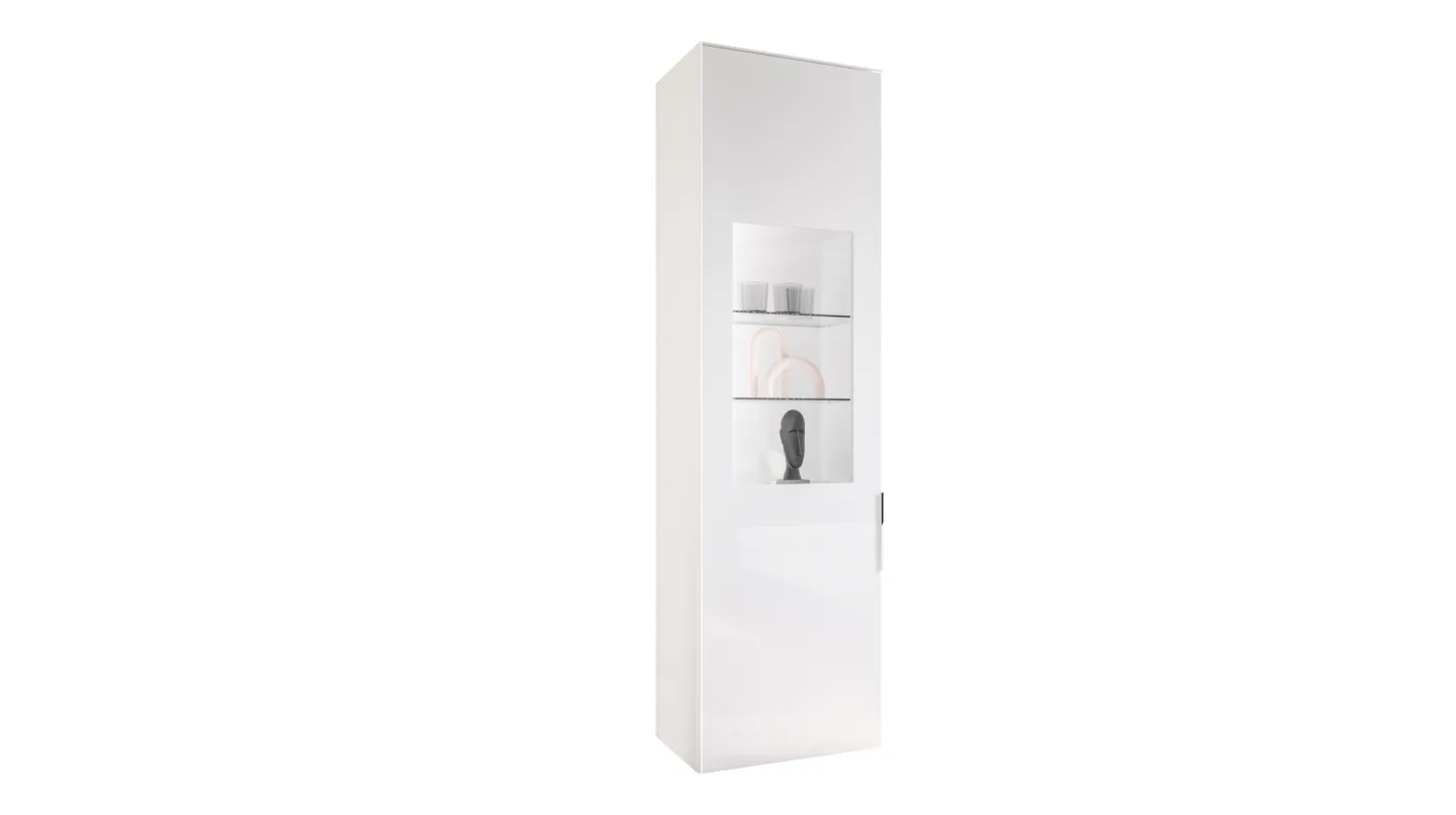 Vitrine mit Beleuchtung weiß - Glasfront - Breite 55 cm - SANTORIN