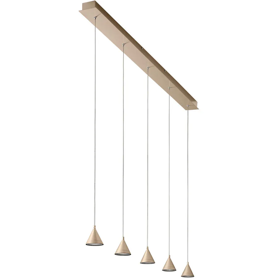 Pendellampe Dalia Gold Metall 136 cm 200 cm - Farbe: Gold edelmatt - LED - Lichtfarbe: Warmweiss - LED Energiesparlampen