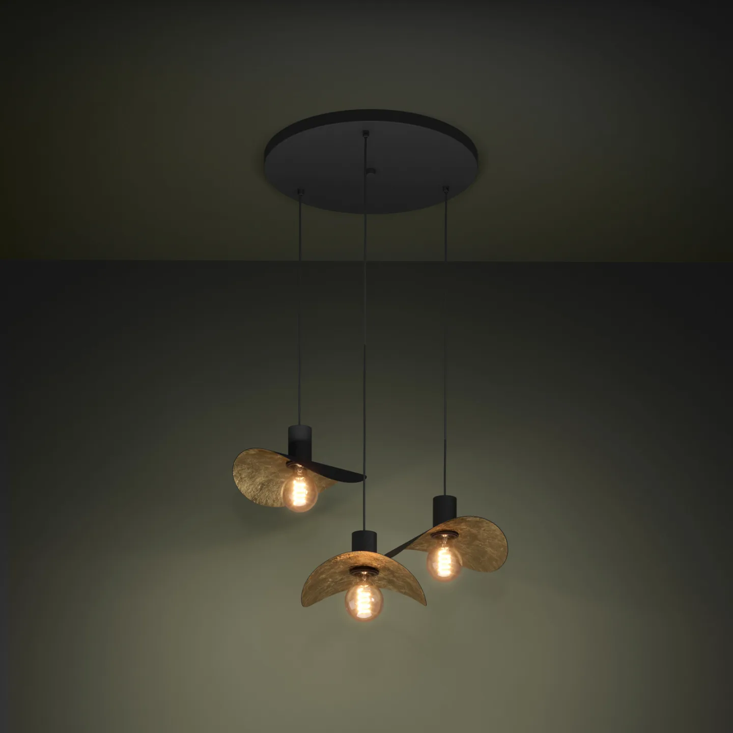 Saceda Hängelampe 3-flg. schwarz/gold - EGLO Stars Of Light - Esszimmer - Modern - Metall - Mehrflammig