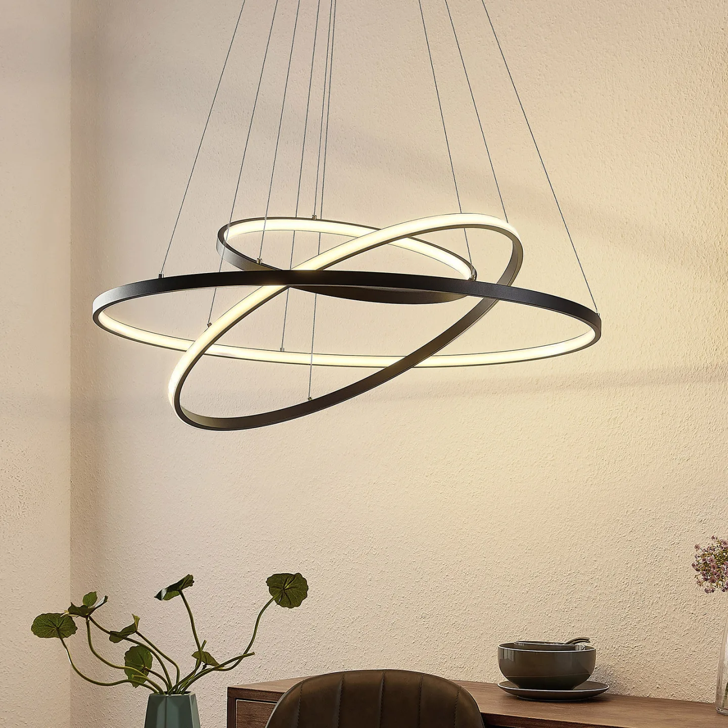 Ezana Pendelleuchte Matt Black/White - Lucande - Wohnzimmer - Modern - Metall - Mehrflammig
