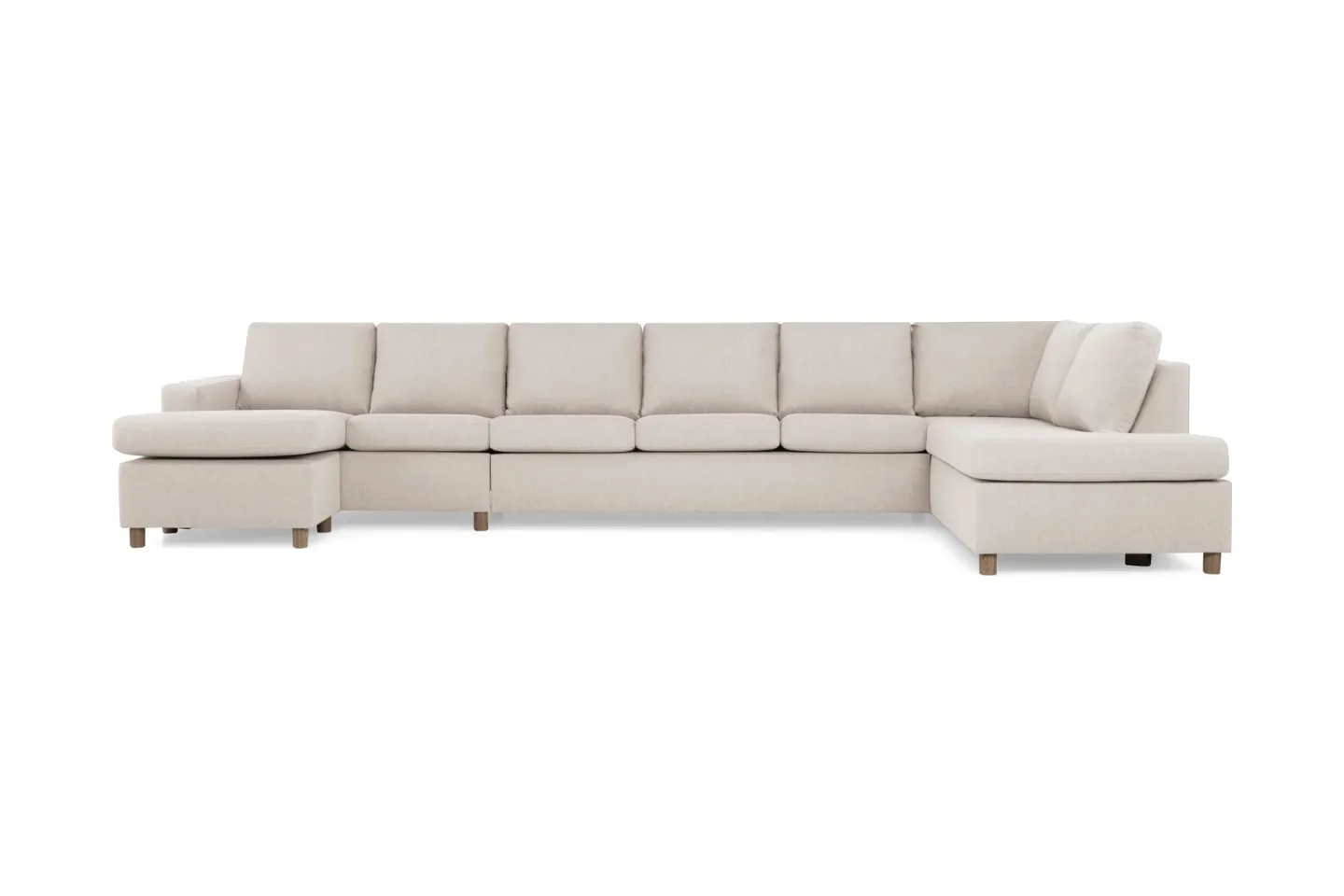 Crazy 6-sits Högervänd U-formad XX-Large Soffa med Divan och Schäslong i Tyg - Beige