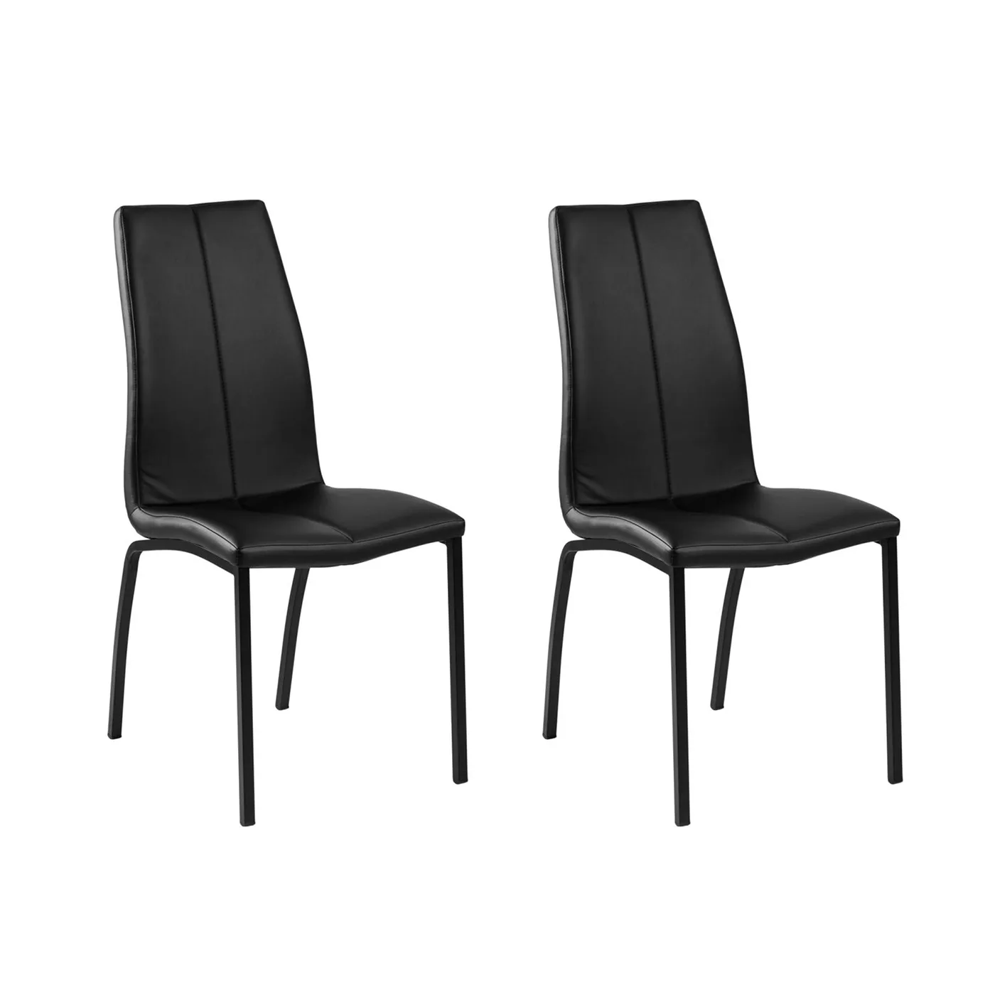 Amin Esszimmerstuhl mit PU Kunstleder in schwarz und Metallgestell in schwarz.