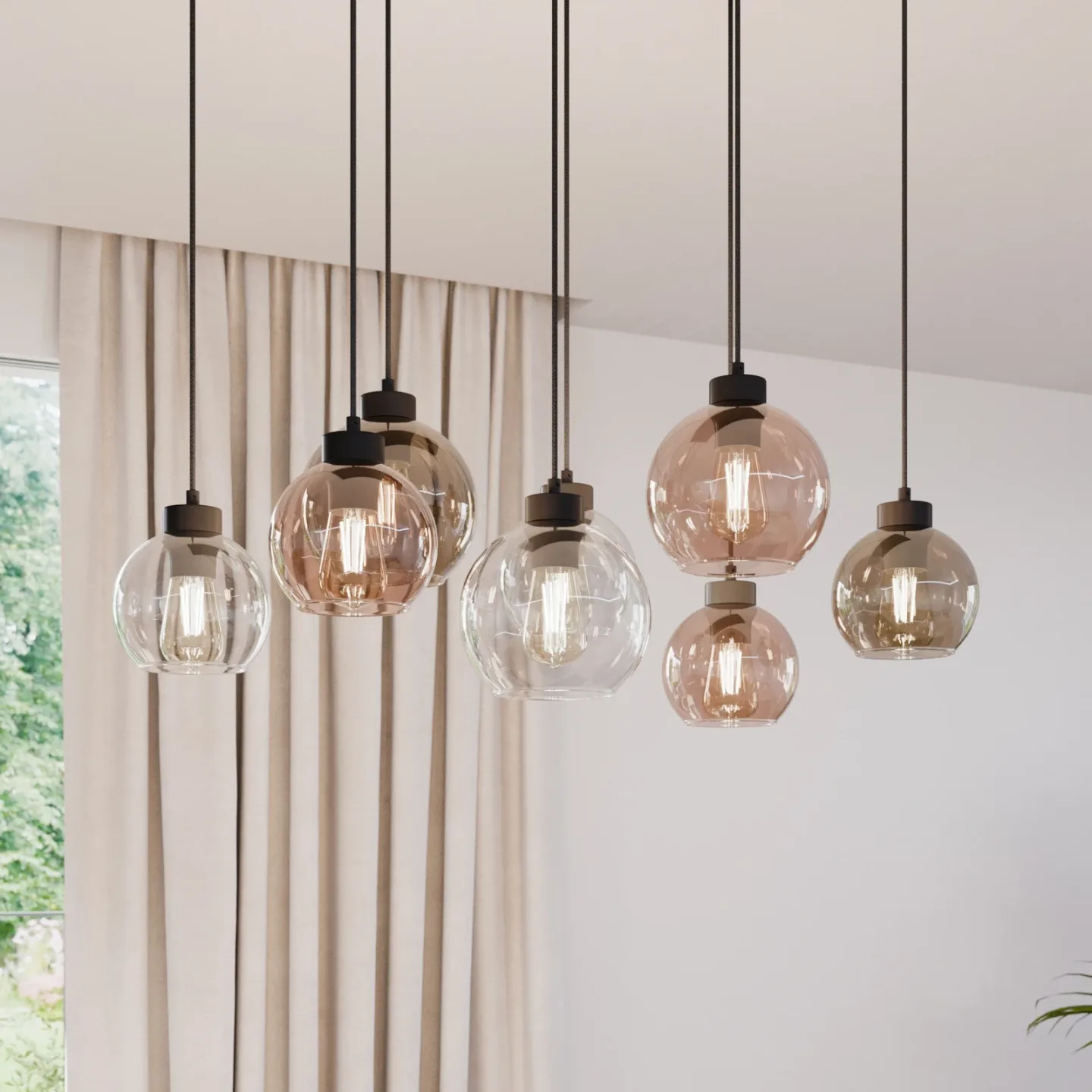 Cubus 8 pendellampa Clear/Smoke/Amber - Euluna TK Lighting - Vardagsrum - Modern - Glas - Med flera ljuskällor