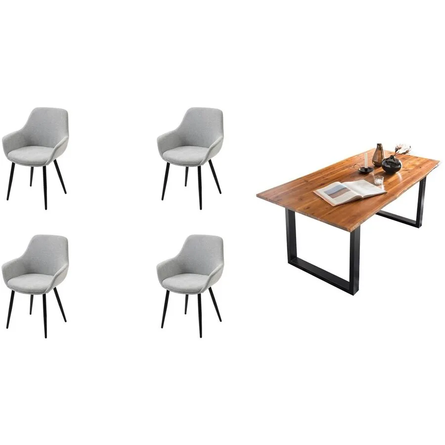 Essgruppe Eats cognac Akazie/Strukturstoff B 160 T 85 cm 4
