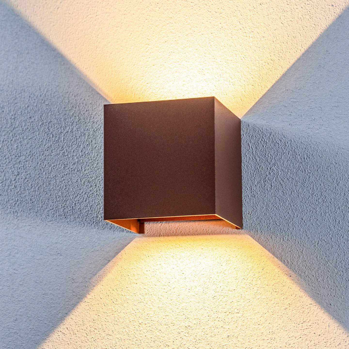 Nivar Square utendørs LED-vegglampe, rustbrun – Lindby - Balkong - Moderne - Metall - Kantet