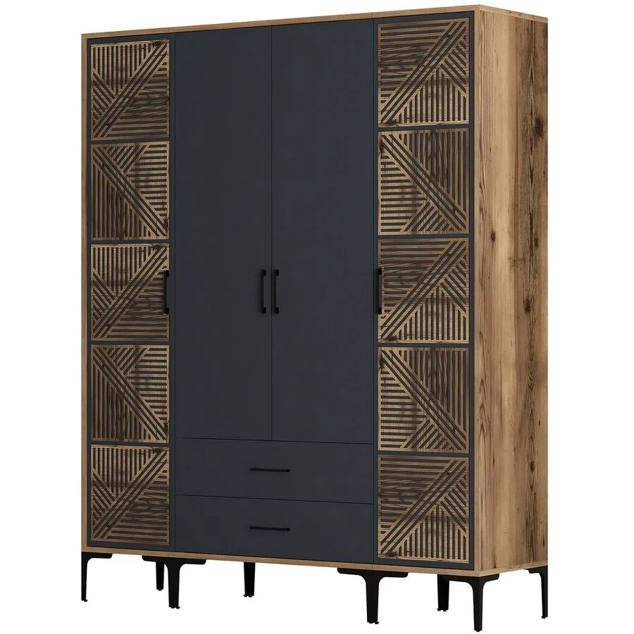 Kleiderschrank Uyumak Walnuss Melamin B 160 cm