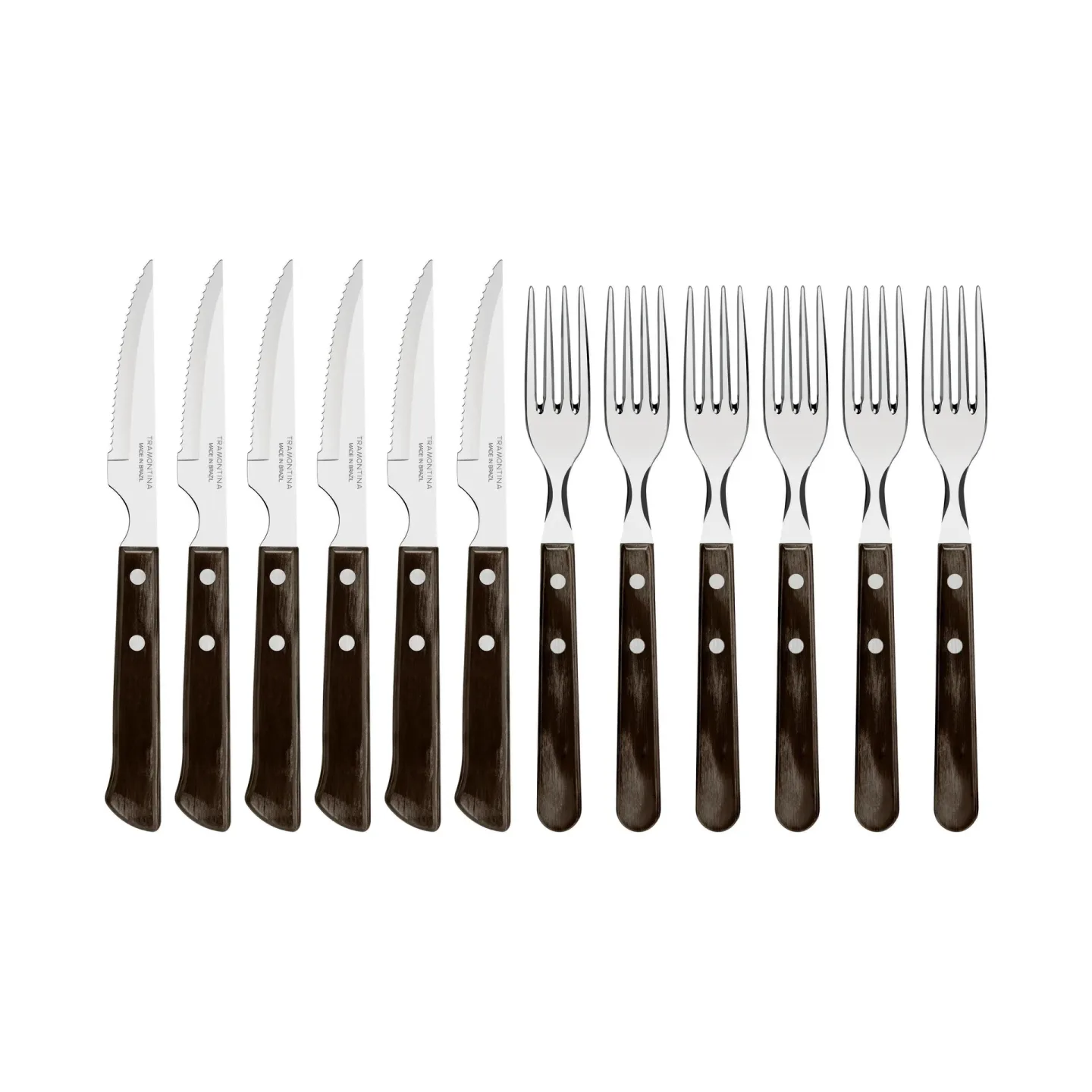 Tramontina Churrasco Steakbesteck 12 Teile Braun-glänzend