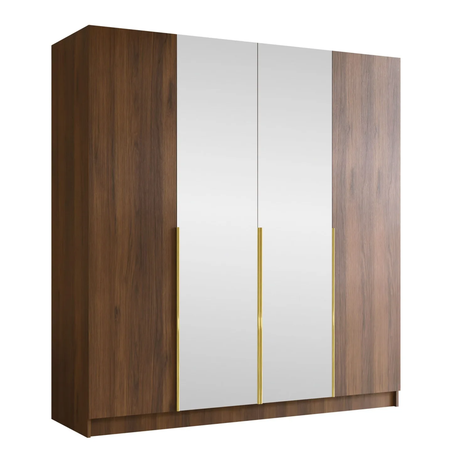 Herrljunga Garderob med Spegel 200x215 cm - Brun/Guld/Spegel