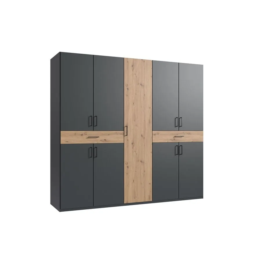 Kleiderschrank Tiby graphit/Eiche Nachbildung Holzwerkstoff B 225 cm
