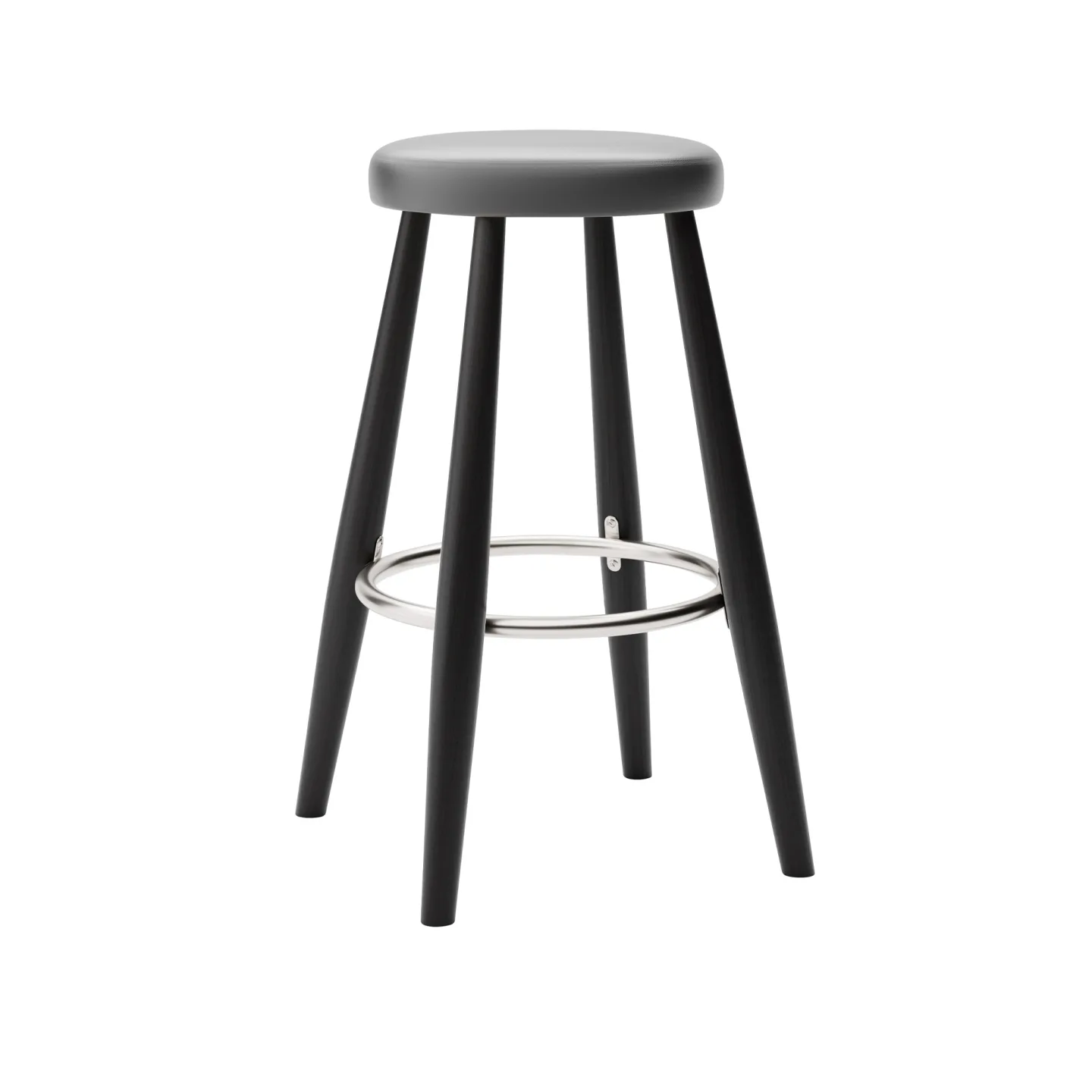 Carl Hansen - CH58 Low Stool, Svartlackad Ek, Lädergrupp A Loke - 7150 - Barstolar - Hans J. Wegner - Svart - Läder/Metall/Trä