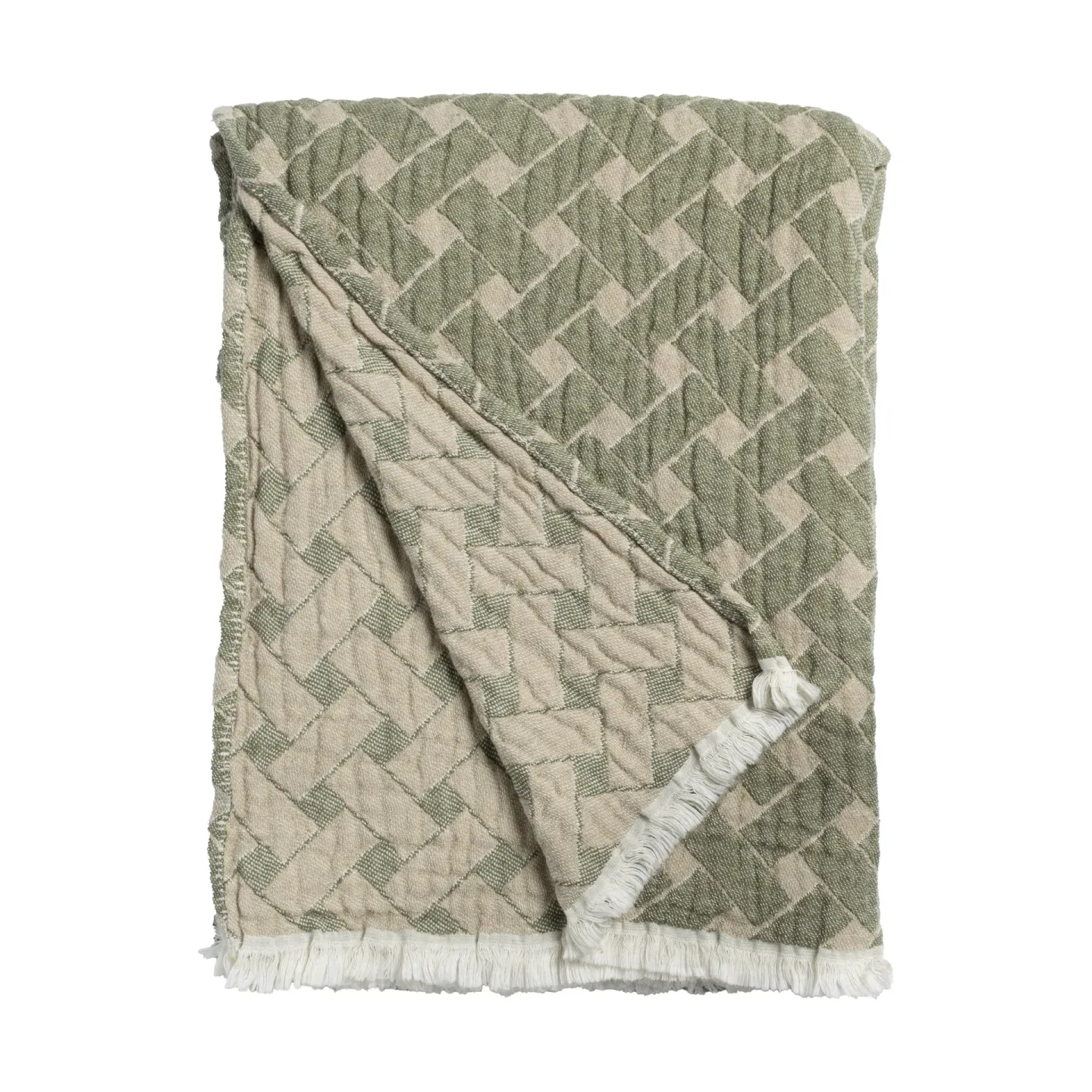 Almedahls Korg pläd 170x120 cm Grön-beige