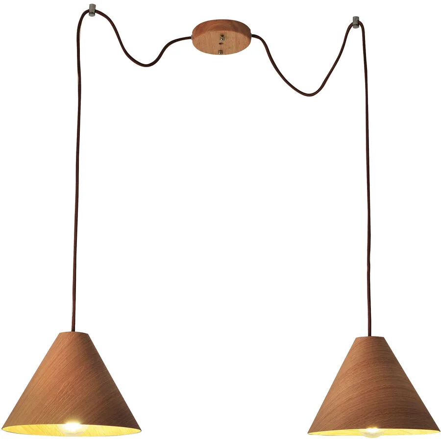 Pendellampe Pireva Braun Holz/Metall 35 cm 35 cm - Farbe: eiche