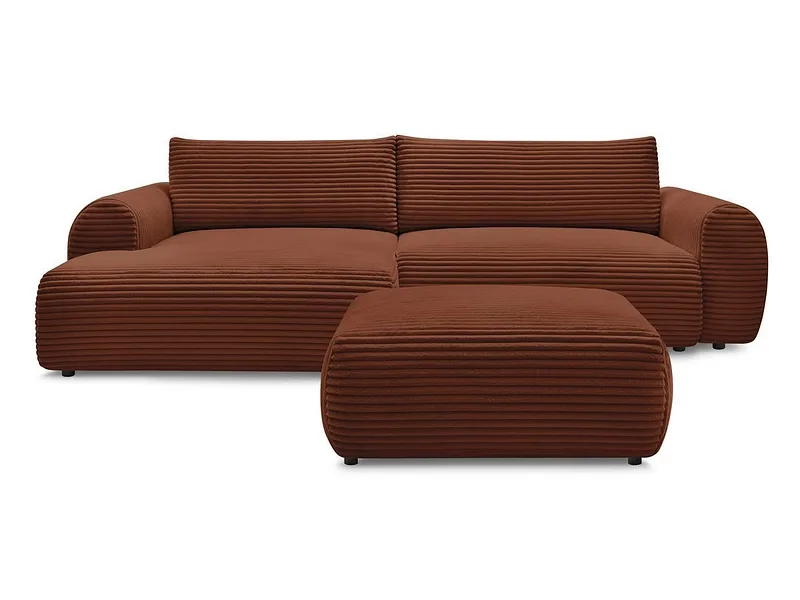 Ecksofa mit Hocker BOBOCHIC LUCIEN Cord-Stoff orange