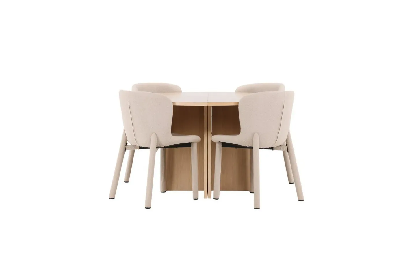 Matgrupp Strada Runt 120/170 cm Vit med Astoria Stolar 4 st, Beige - 4 st, Beige