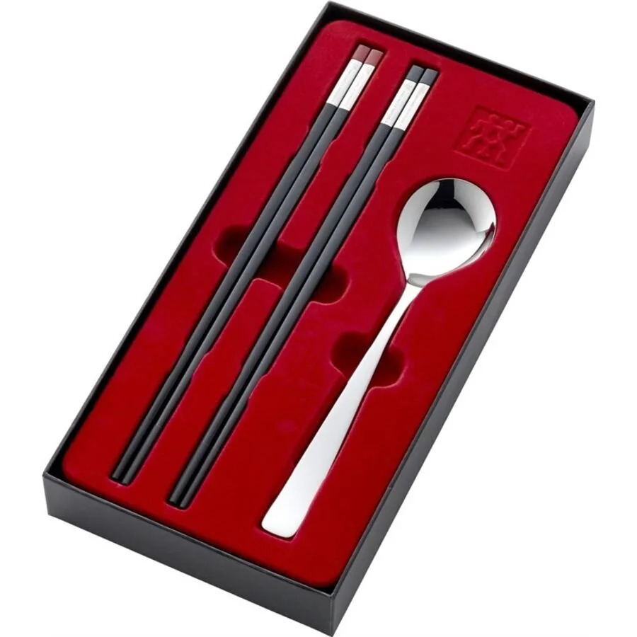 Essstäbchen-Set Zwilling schwarz/silber 18/10 Edelstahl 5 Stk