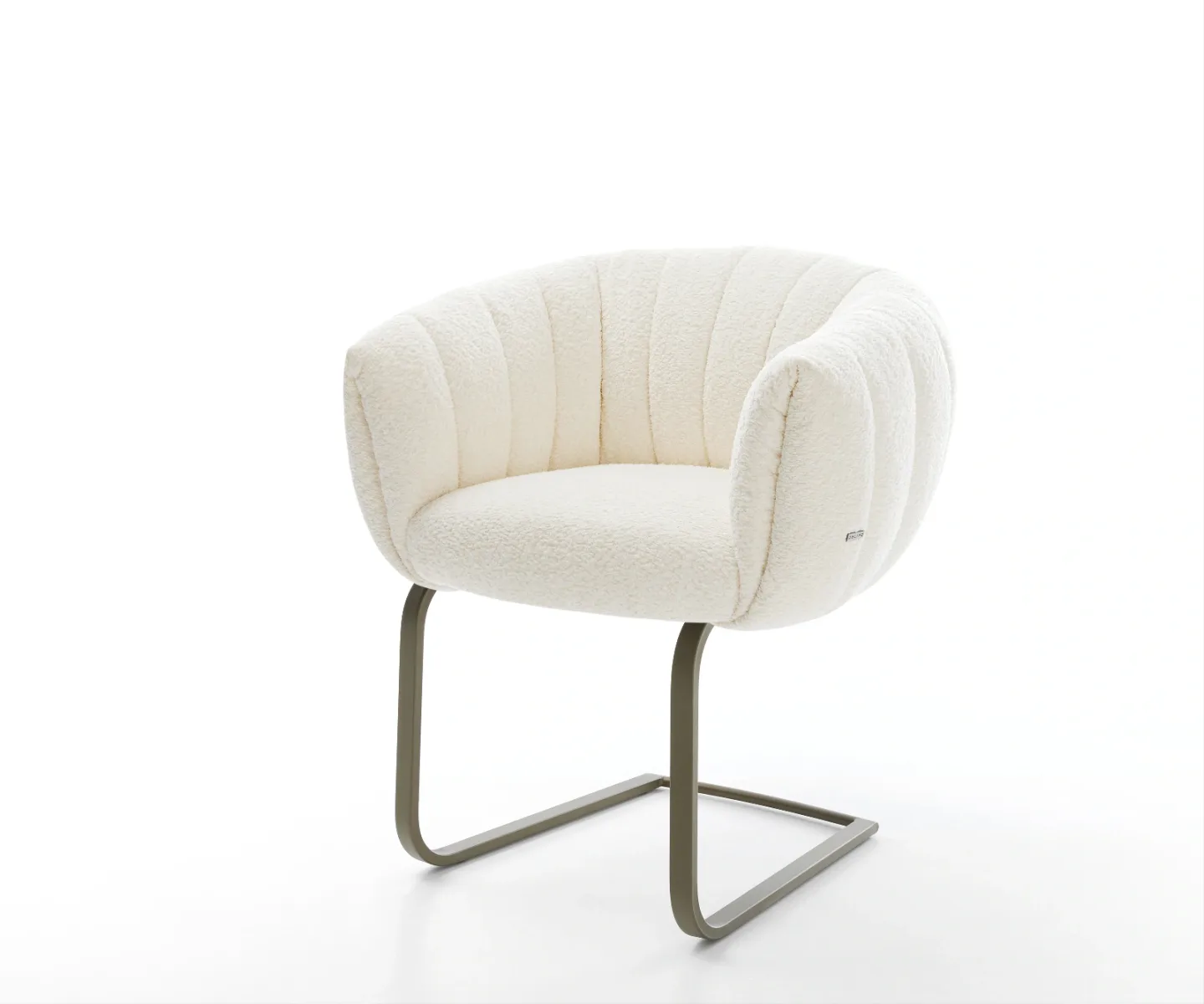 Freischwinger Jada-Flex Bouclé Weiß Freischwinger flach Effektfinish Titan Taschenfederkern