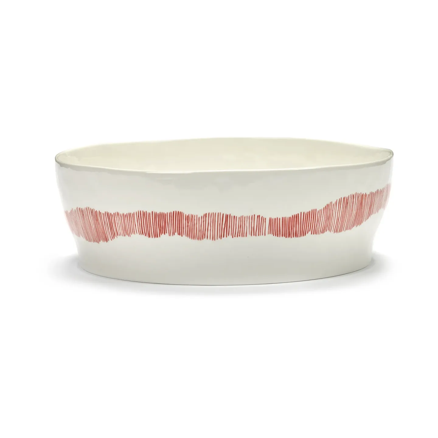 Serax Ottolenghi Feast Salatschale Ø27,5 cm White stripes-red