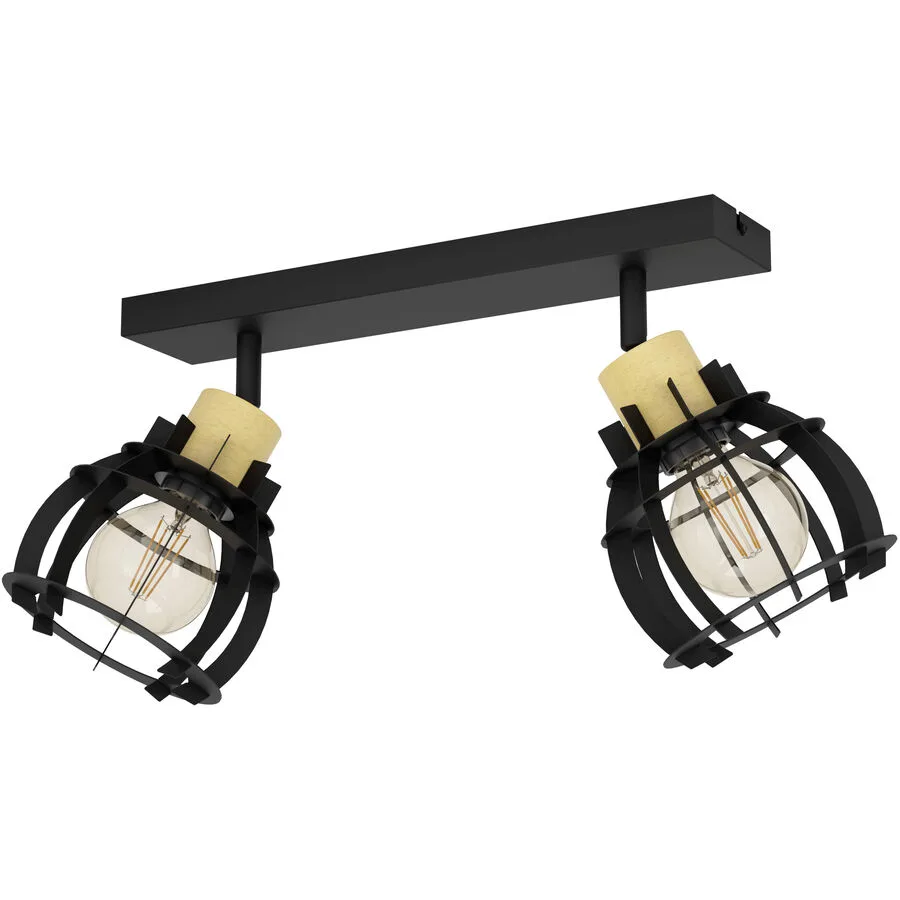 Eglo Spot Stillington 1 Braun/Schwarz Stahl/Holz 16 cm 24.5 cm - Material: Holz/Stahl