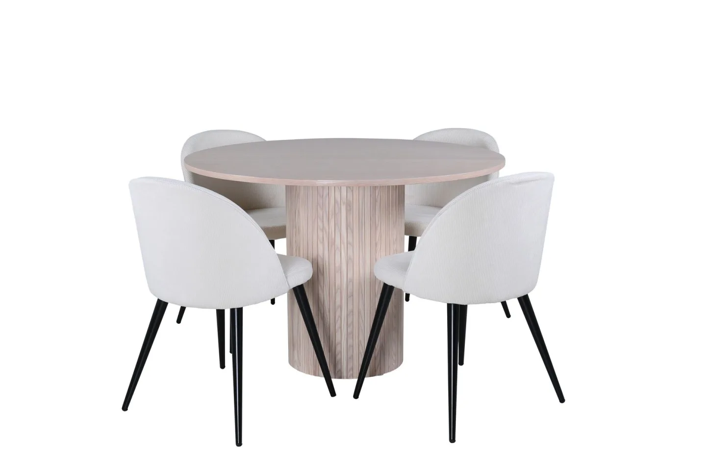 Bianca Matgrupp 110 cm Rund med 4 Velvet stolar - Beige
